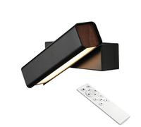WXKAGF Black LED Wall Lights Indoor with Remote Control Dimmable Wall Sconce 3 Colors Aluminum Bedside Wall Lights 360° Rotatable Wall Light Modern for Bedroom Living Room Deco Lighting (Black,21CM)
