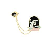 WXKAGF brooch Pin with Star Moon Boat Double Chain Tassel Brooches Sun Brooches Sea Ocean Fish Jewelry Men Women