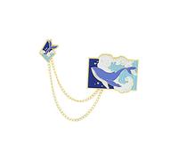 WXKAGF brooch Pin with Star Moon Boat Double Chain Tassel Brooches Sun Brooches Sea Ocean Fish Jewelry Men Women