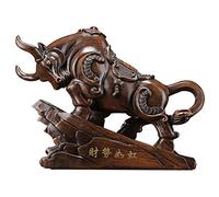 WXKAGF Desktop Decoration Bull Figurine with Base，Bull Sculpture That Brings Wealth, Feng Shui Decoration Made Of Resin and Decorative Animal Sculpture Gifts for Friend Desktop Ornaments (Size :