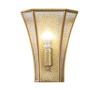 WXKAGF E14 Indoor Wall Light Brass Antique, Gold Wall Lamp Glass Vintage with Deco Effect, Rustic Wall Washer Hallway in Retro Style, Classic Bedside Table Wall Lighting Indoor Deco Art for Bedroom