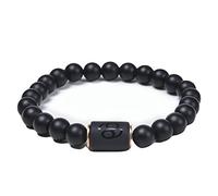 WXKAGF Fashion Beaded Bracelet, 8mm Black Stone Bracelet with 12 Constellation Elastic Beaded Bracelets for Women 16.7CM