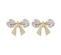 WXKAGF Fashion Jewelry Exquisite Zircon Golden Bow Stud Earrings For Woman Small Luxury Accessory Fashion Party Jewelry High-end earrings
