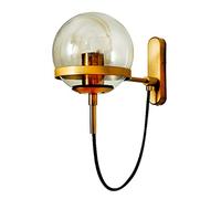 WXKAGF Gold Retro Wall Light Glass Globe, Led Wall Lamp Bathroom Industrial Modern with Brass Effect, E27 Wall Sconce Inddor Rustic for Corridor Restaurant Dining Room Bedroom Art Deco Bedside