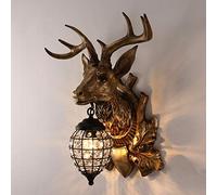 WXKAGF Indoor Living Room Crystal Wall Lights, Retro Industrial Style Deer Head Wall Lamp Art Personality Creativity Bedside Lamps Resin Decorative Lighting Fixture for Home Hotel Bar Holiday