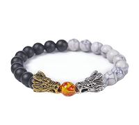 WXKAGF Lava Bracelets for Women Essential Oil, 8mm Stone Bracelet with Dragon Head Mens Stretch Bead Bracelet 16.7CM