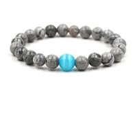 WXKAGF Men's Bracelet Beads, 8mm Beaded Bracelet with Cat's Eye Stone Woman's Stretch Bracelet 19CM