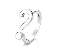 WXKAGF Mums Ring, Sterling Silver Rings for Women Hollow Smooth Question Mark Open Ring Wedding Bands Adjustable Size