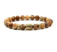 WXKAGF Oil Bracelet Essential Oil for Men, 8mm Stone Bracelet with Buddha Head Adjustable Elastic Bracelet 19CM