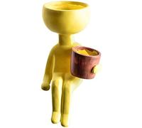 WXKAGF Ornament,Abstract Humanoid Flower Pot, Cross-legged Art Face Small Succulent Planter, Modern Style Expression Shape Think Cactus Sitting Ornaments Potted,(21x11x8cm) for Living Roo