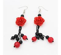 WXKAGF pendants earrings 1 pair Elegant Bride Accessories Carved Lacquer Rose Earrings Drop Earrings ethnic vintage earrings gifts gifts