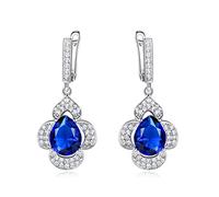 WXKAGF pendants earrings 925 Sterling Silver Clip Earrings Gemstone Created Blue Sapphire Wedding Engagement Earrings For Women Fine Jewelry gifts