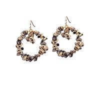 WXKAGF pendants earrings Jewelry Gold Color Round Circle Natural Crushed Stone Beads Earring Trendy Women Dangle Earrings gifts