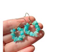 WXKAGF pendants earrings Natural Crystal Earring Chips Gravel Beads Flower Circle Stone Tassel Dangle Amethysts Pink Quartz Earring gifts