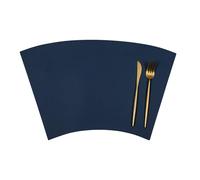 WXKAGF Place Mats Modern Sector Set of 6, PU Leather Place Mats Boho Washable Sector Double-Sided Non-Slip Table Coasters Vintage Dark Blue Grey for Home Restaurant 43 x 27 cm
