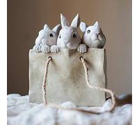 WXKAGF Resin Three Little White Rabbit Statue Decoration Storage Ornaments Flower Pots Hung Flower Basket Pockets Fleshy Creative Gift
