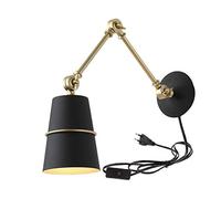 WXKAGF Retro Bedroom Wall Light Long?Arm with Plug, Vintage Industrial Wall Lamp Indoor Switch, Adjustable Bedside Wall Sconce for Living Room Restaurant Lighting, 1.8M Cable, E27 Lamp Base,White