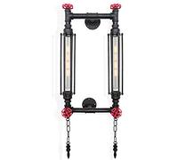 WXKAGF Retro Wrought Iron Wall Lantern, Vintage Wall Light Industrial Antique, Wall Sconce with E27 Socket Edison Lamp 3200K, 40W Tubular Style Industriel Wall Lamp Living Room,Red Rust/Single Head