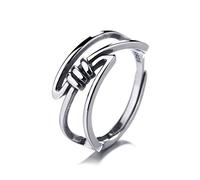 WXKAGF Ring Sets for Women, Bands Sterling Silver Double Kinks Wedding Bands Adjustable Size for Anniversary Birthday