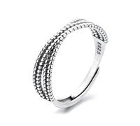 WXKAGF Ring Size Adjuster, Sterling Silver Ring Twisting and Interlacing Twisting and Cross Retro Wedding Bands Adjustable Size