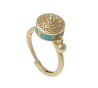 WXKAGF Rotating Rings Buddhist Tibetan Prayer Wheel Ring OM Mantra Finger Ring Good Luck Lotus Flower Enamel Rotating Ring Band