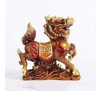 WXKAGF Statue Sculpture Feng Shui Golden Brass Chi Lin/Kylin Wealth Prosperity Statue Home Decoration Attract Wealth And Good Luck(5.5" L X 3" W X6.3 H) Home Statue