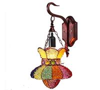 WXKAGF Style Wall Light Crystal Bedroom, Vintage Metal Wall Sconce Living Room, E27 Retro Wall Lamp Lantern Stained Lampshade, for Children Bedside Wall Lamp Kitchen Restaurant
