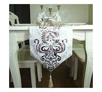 WXKAGF Table Runner, Autumn Decoration, Table Runner, Retro Floral Pattern, Velvet Table Runner, Long Table Decoration, Beige, 32