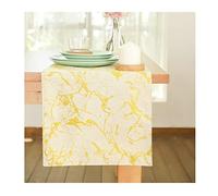 WXKAGF Table Runner Autumn Table Runner Rectangle Marble Pattern Polyester Table Runner Long Table Decoration Yellow 35 x 228 cm