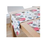 WXKAGF Table Runner, Autumn Table Runner, Rectangular, Owls, Flowers, Moon, Heart, Cotton Table Runner, Long Table Decoration, White, Pink, Blue, 30 x 2