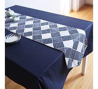 WXKAGF Table Runner Spring Modern Grid Table Runner Blue White Odourless Vintage Table Runner for Wedding Home Farm House Tabletop Decoration Table Runner Cotton Linen 30 x 200 cm