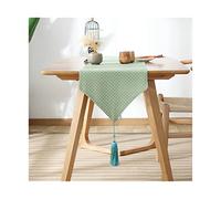 WXKAGF Table Runner, Table Runner, Small Rectangular Table Dot Pattern with Tassel, Cotton Table Runner, Long Table Decoration, Green, 33 x 140 cm
