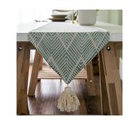WXKAGF Table Runner, Table Runner, Small Rectangular Table Wave Pattern with Tassel, Polyester Table Runner, Long Table Decoration, Green, 30 x 140 cm