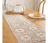WXKAGF Table Runner Vintage Boho Hollow Flowers Table Runner Beige Dining Room Kitchen Rectangular Decorative Table Runner Table Runner Cotton 24 x 260 cm