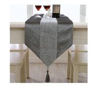 WXKAGF Table Runner Vintage Luxury Plain Diamond with Tassel Flannel Table Runner Long Table Decoration Grey 33 x 120 cm