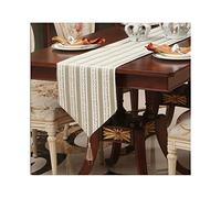 WXKAGF Table Runner Vintage Stripes with Tassels Mulberry Silk Table Runner Long Table Decoration Light Green 32 x 180 cm