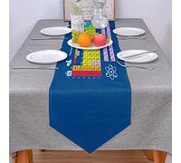 WXKAGF Table Runner Washable Periodic Table Runners Blue Washable Modern Summer Kitchen Dining Table Decoration for Indoor and Outdoor Living Room Decoration Table Runner Cotton Linen 41 x 183 cm
