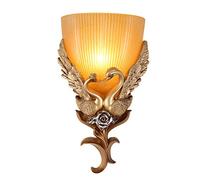 WXKAGF Traditional European Style Glass Wall Lights Bedrooms with Swan Base, Design Bedside Wall Lamp Gold Made of Resin Corridor Light, Art Deco for Aisle Hallway Living Room Bathroom Foyer E27