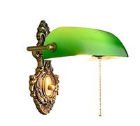 WXKAGF Vintage Bankers Wall Lamp Green with Switch Traditional Bankers Lamp Glass Shade with Deco Effect, E27 Wall Lights Bedroom Antique with Adjustable Lighting Wall Sconces Indoor Retro Deco Art