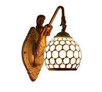 WXKAGF Vintage Glass Wall Sconce Fixtures Dimmable, Led Wall Lights Indoor Living Room Rustic Nordic Simple Modern Mermaid Bedside Lamp Home Bar Bedroom Bedside Corridor Decorate 12w E27