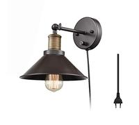 WXKAGF Vintage Industrial Wall Lamp with Plug, E27 Retro Adjustable Wall Light Living Room with Switch, Antique Black Wall Lighting with 1.8M Cable for Restaurant Corridor Office Lighting