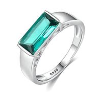 WXKAGF Wedding Ring for Women, Wedding Band Rings Blue Rectangular Cut Cubic Zirconia Sterling Silver