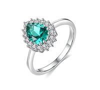 WXKAGF Wedding Ring for Women, Wedding Ring Women Green Pear Cut Cubic Zirconia Sterling Silver