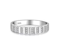 WXKAGF Wedding Ring for Women, Womens 925 Sterling Silver Jewelry Stripe with White Cubic Zirconia for Anniversary