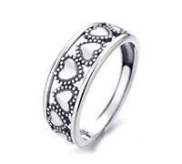 WXKAGF Wedding Ring Holder, S925 Sterling Silver Ring Hollow Multiple Love Links Fashion Bands Adjustable Size