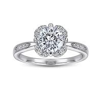 WXKAGF Wedding Ring Silver, Thoughtful Gifts for Women Flower Sterling Silver with Cubic Zirconia for Valentine's Day