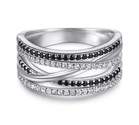 WXKAGF Wedding Ring Sterling Silver, Fun Gifts for Women Cross Sterling Silver with Cubic Zirconia for Valentine's Day