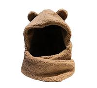 WXKAGF Winter Cute Piece Hat Bear Ears Warm Hat Windproof Neck Scarf Cap Student Women Plus Cashmere Cap