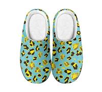 wxlmom Slippers Men Black Yellow Mens Slippers Woman Comfortable Warm,Anti Slip Rubber Sole,Lightweight,Indoor Outdoor Home Slipper.Suitable For Cold Weather In Spring, Autumn, And Winter