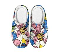 wxlmom Slippers Men Yellow Flowers Mens Slippers Woman Comfortable Warm,Anti Slip Rubber Sole,Lightweight,Indoor Outdoor Home Slipper.Suitable For Cold Weather In Spring, Autumn, And Winter